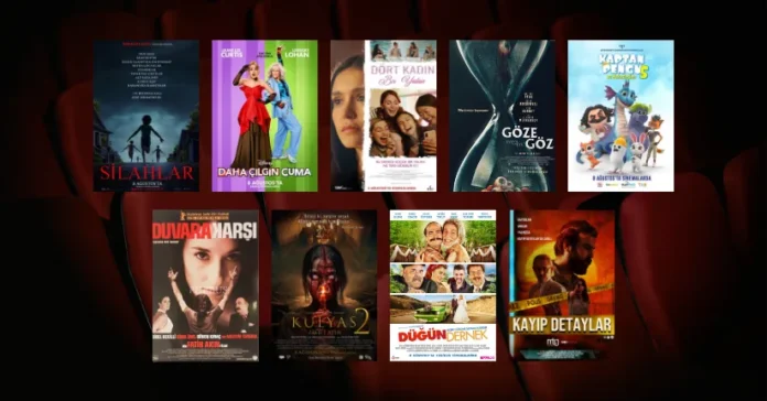 Bu Hafta Vizyona Giren 9 Film (8 Ağustos 2025) 8 Ağustos 2025 haftasında vizyona giren filmlerin afişleri: Silahlar (Weapons), Daha Çılgın Cuma (Freakier Friday), Dört Kadın Bir Yalan (Sick Girl), Göze Göz (Eye for an Eye), Kaptan Pengu ve Arkadaşları 5, Duvara Karşı (Head On, Gegen Die Wand), Kulyas 2: Zikr-i Ayin, Düğün Dernek ve Kayıp Detaylar.
