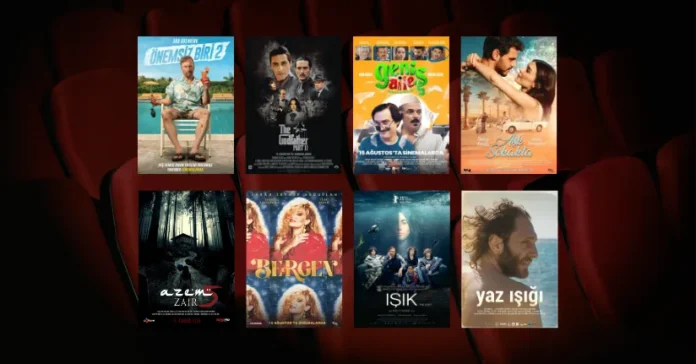Bu Hafta Vizyona Giren 8 Film (15 Ağustos 2025) 15 Ağustos 2025 haftasında vizyona giren filmlerin afişleri: Önemsiz Biri 2 (Nobody 2), Baba 2 (The Godfather: Part II), Geniş Aile 5, Aşk Sokakta, Azem 5: Zair, Bergen, Işık (The Light) ve Yaz Işığı.