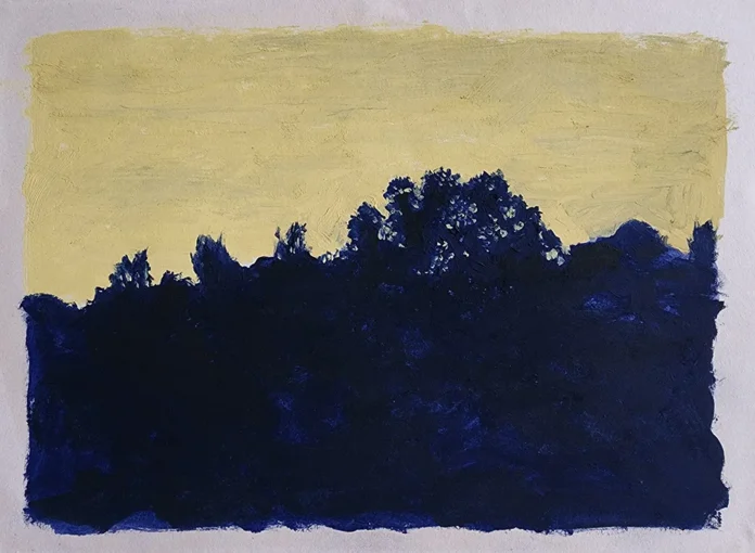 Ayşegül Demir Tatar'ın Silüet I, kâğıt üzerine yağlıboya çalışması.