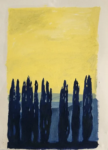 Ayşegül Demir Tatar'ın Silüet II, kâğıt üzerine yağlıboya çalışması.