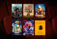 Bu Hafta Vizyona Giren Filmler (7 Kasım 2025) 7 Kasım 2025 haftasında vizyona giren filmlerin afişleri: Predator: Vahşi Topraklar (Predator: Badlands), Bi Umut, Canavarcıklar (Stitch Head), Kral Şakir: Dünyalar Karıştı, Ölüm Oyunu (Last Night at Terrace Lanes) ve Sahibinden Rahmet