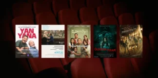 14 Kasım 2025 haftasında vizyona giren filmlerin afişleri: S.D.B.D.A. Veyahut Yan Yana, Mavi Ay (Blue Moon), Ne Var Bunda Yani? (Feeha Eh Yaani), Öldüren Terapi (It Feeds) ve Sihirbazlar Çetesi 3: Daha Bir Şey Görmediniz (Now You See Me: Now You Don't)