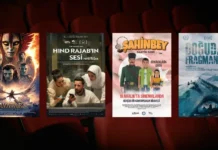 19 Aralık 2025 haftasında vizyona giren filmlerin afişleri: Avatar: Ateş ve Kül (Avatar: Fire and Ash), Hind Rajab'ın Sesi (The Voice of Hind Rajab), Şahinbey: Saatin Sırrı ve Doğudan Fragmanlar