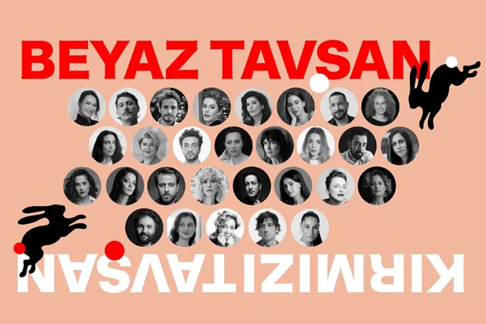 Beyaz Tavşan Kırmızı Tavşan yatay afiş