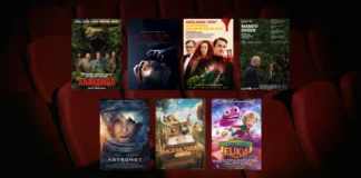 26 Aralık 2025 haftasında vizyona giren filmlerin afişleri: Anakonda (Anaconda), Good Boy, Adresi Olmayan Ev, Manevi Değer (Sentimental Value), Astronot (The Astronaut), Macera Takımı Kampta (Campamento Garra de Oso) ve Uzaylı Dostum Flik (Fleak)