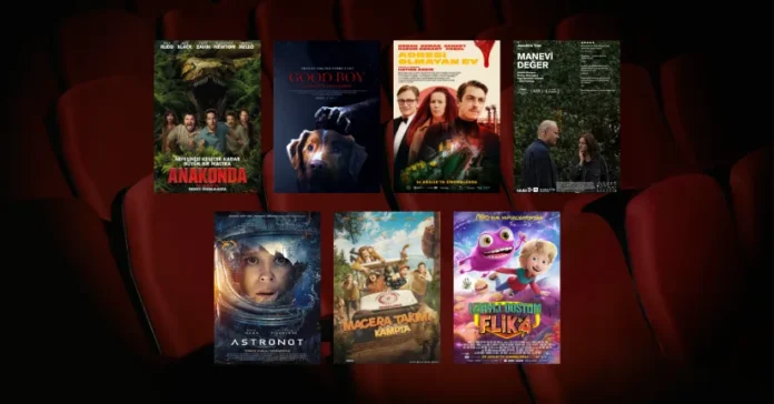Bu Hafta Vizyona Giren 7 Film (26 Aralık 2025) 26 Aralık 2025 haftasında vizyona giren filmlerin afişleri: Anakonda (Anaconda), Good Boy, Adresi Olmayan Ev, Manevi Değer (Sentimental Value), Astronot (The Astronaut), Macera Takımı Kampta (Campamento Garra de Oso) ve Uzaylı Dostum Flik (Fleak)