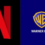 Netflix ve Warner Bros. logoları yan yana, iki şirket arasındaki satın alma ve birleşme sürecini simgeleyen görsel