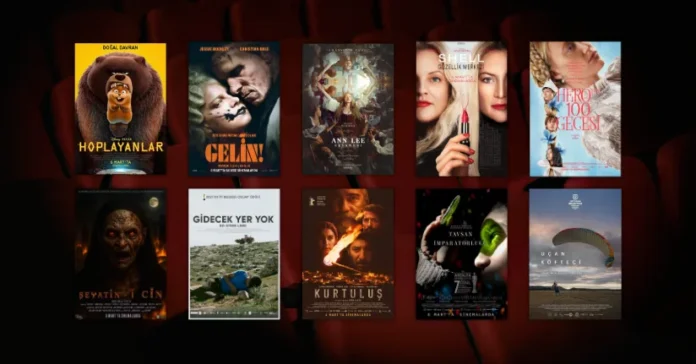 Bu Hafta Vizyona Giren 10 Film (6 Mart 2026) 6 Mart 2026 haftasında vizyona giren filmlerin afişleri: Hoplayanlar (Hoppers), Gelin! (The Bride!), Ann Lee Efsanesi (The Testament of Ann Lee), Shell: Güzellik Merkezi (Shell), Hero'nun 100 Gecesi (100 Nights of Hero), Şeyatin-i Cin, Gidecek Yer Yok (No Other Land), Kurtuluş, Tavşan İmparatorluğu ve Uçan Köfteci