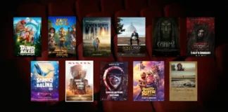 13 Mart 2026 haftasında vizyona giren filmlerin afişleri: Dino Ailesi (The Dino Family), Kayıp Kaplan (The Lost Tiger), Senden Geriye Kalan (Reminders of Him), Solo Mio, Cahim 2, Deccal 3, Şarkıcı Balina (The Last Whale Singer), Savaş Üstüne Savaş (One Battle After Another), Cadılar Bayramı Katliamı (Die'ced: Reloaded), Dedektif Reptır ve Rayların Ötesinde