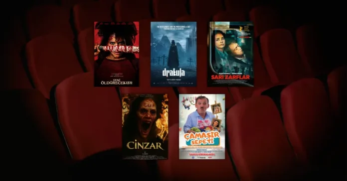 27 Mart 2026 haftasında vizyona giren filmlerin afişleri: Seni Öldürecekler (They Will Kill You), Drakula (Dracula: A Love Tale), Sarı Zarflar, Cinzar ve Çamaşır Sepeti