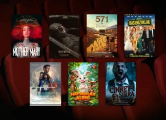 17 Nisan 2026 haftasında vizyona giren filmlerin afişleri: Mother Mary, Lee Cronin'den Mumya (Lee Cronin's The Mummy), 571 Rahmet Peygamberi Hz. Muhammed (sas), Başıbozuklar, Largo Winch: Dünyanın Durduğu An (The Price of Money: A Largo Winch Adventure), Hayvanlar Alemi (Animal Adventures: Save the Forest) ve Cinnet-i Sırra