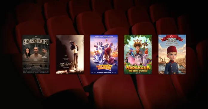 24 Nisan 2026 haftasında vizyona giren filmlerin afişleri: Geçmişin Kokusu, Michael, Cesur Hayvanat Bahçesi Sakinleri (Night of the Zoopocalypse), Marakuda: Taş Devri Efsanesi, 1881 Atatürk: Bir Liderin Doğuşu