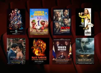 8 Mayıs 2026 haftasında vizyona giren filmlerin afişleri: Mortal Kombat II, Arnie & Barney Şapşik Kardeşler (Arnie & Barney), Fünye (Fuze), Kill Bill: Mevzunun Tamamı (Kill Bill: The Whole Bloody Affair), Portekiz Aşkı, Iron Maiden: Burning Ambition, Kremlin'in Büyücüsü (The Wizard of the Kremlin) ve Babil'in Laneti