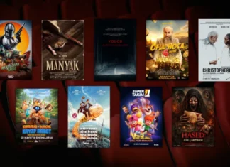 22 Mayıs 2026 haftasında vizyona giren filmlerin afişleri: Star Wars: Mandalorian ve Grogu (Star Wars: The Mandalorian and Grogu), Manyak (Vieja loca), Yolcu (Passenger), Oflu Hoca 6: Define, Christopherlar (The Christophers), Kehribar ile Boncuk: Kayıp Robot, Nirvanna the Band the Show the Movie, Süper 1 Takım ve Hased: Cin Çarpması