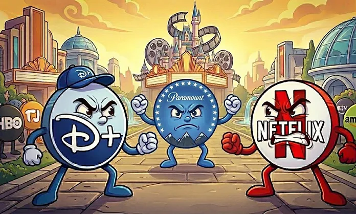 Disney, Paramount ve Netflix Disney, Paramount ve Netflix logoları