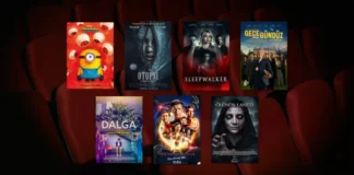 3 Temmuz 2026 haftasında vizyona giren filmlerin afişleri: Minyonlar ve Canavarlar (Minions & Monsters), Otopsi (The Mortuary Assistant), Uyurgezer (Sleepwalker), Virginia Woolf'tan Gece & Gündüz, (Virginia Woolf's Night & Day), Dalga (The Wave), Örümcek-Adam: Eve Dönüş Yok (Spider-Man: No Way Home) ve Ölünün Laneti