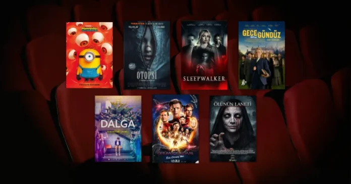 Bu Hafta Vizyona Giren Filmler (3 Temmuz 2026) 3 Temmuz 2026 haftasında vizyona giren filmlerin afişleri: Minyonlar ve Canavarlar (Minions & Monsters), Otopsi (The Mortuary Assistant), Uyurgezer (Sleepwalker), Virginia Woolf'tan Gece & Gündüz, (Virginia Woolf's Night & Day), Dalga (The Wave), Örümcek-Adam: Eve Dönüş Yok (Spider-Man: No Way Home) ve Ölünün Laneti