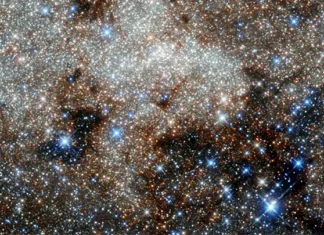 Yay takımyıldızı'ndaki Samanyolu'nun merkezinin Hubble görüntüsü. Araştırmacılar, bu bölgedeki bir bulutta gömülü ahudududa bulunan bir şeker keşfetti. (Resim kredisi: NASA, ESA ve G. Brammer)