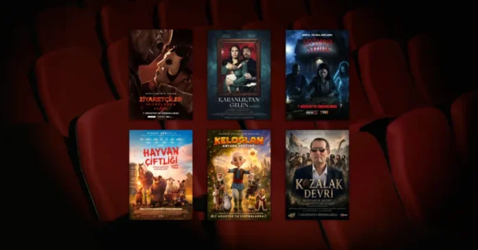 Bu Hafta Vizyona Giren Filmler (7 Ağustos 2026) 7 Ağustos 2026 haftasında vizyona giren filmlerin afişleri: Ziyaretçiler: Hesaplaşma (The Strangers: Chapter 3), Karanlıktan Gelen (Nightborn), Şeytandan Satılık (For Sale by Exorcist), Hayvan Çiftliği (Animal Farm), Keloğlan ve Hayvan Dostları ve Kozalak Devri