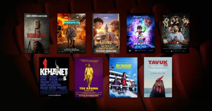 18 Eylül 2026 haftasında vizyona giren filmlerin afişleri: Resident Evil, Sınırsız (Runner), Melodi ve Neşeli Notalar, Ayı Kardeşler: Macera Ekibi (Boonie Bears: Future Reborn), Kumar, Kehanet (Sacrifice), Tek Başına, Okay! Madam 2 ve Tavuk (Hen)