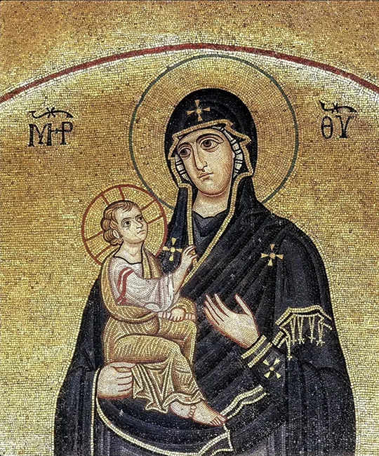 Meryem ve Çocuk İsa Mozaik: Hosios Loukos Kilisesi, Yunanistan “Meryem ve Çocuk İsa” 11. Yüzyıl