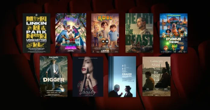 Bu Hafta Vizyona Giren Filmler (2 Ekim 2026) 2 Ekim 2026 haftasında vizyona giren filmlerin afişleri: Linkin Park: Unshatter, Unutulmuş Ada (Forgotten Island), Robu 404, Vahşinin Kalbi (Heart of the Beast), Efsaneler Takımı: Görev İstanbul, Digger, Verity: Gerçeğin Diğer Kıyısı (Verity), Kraliçe Zor Durumda (Queen At Sea) ve Güneşin Altında Yeni Bir Şey Yok